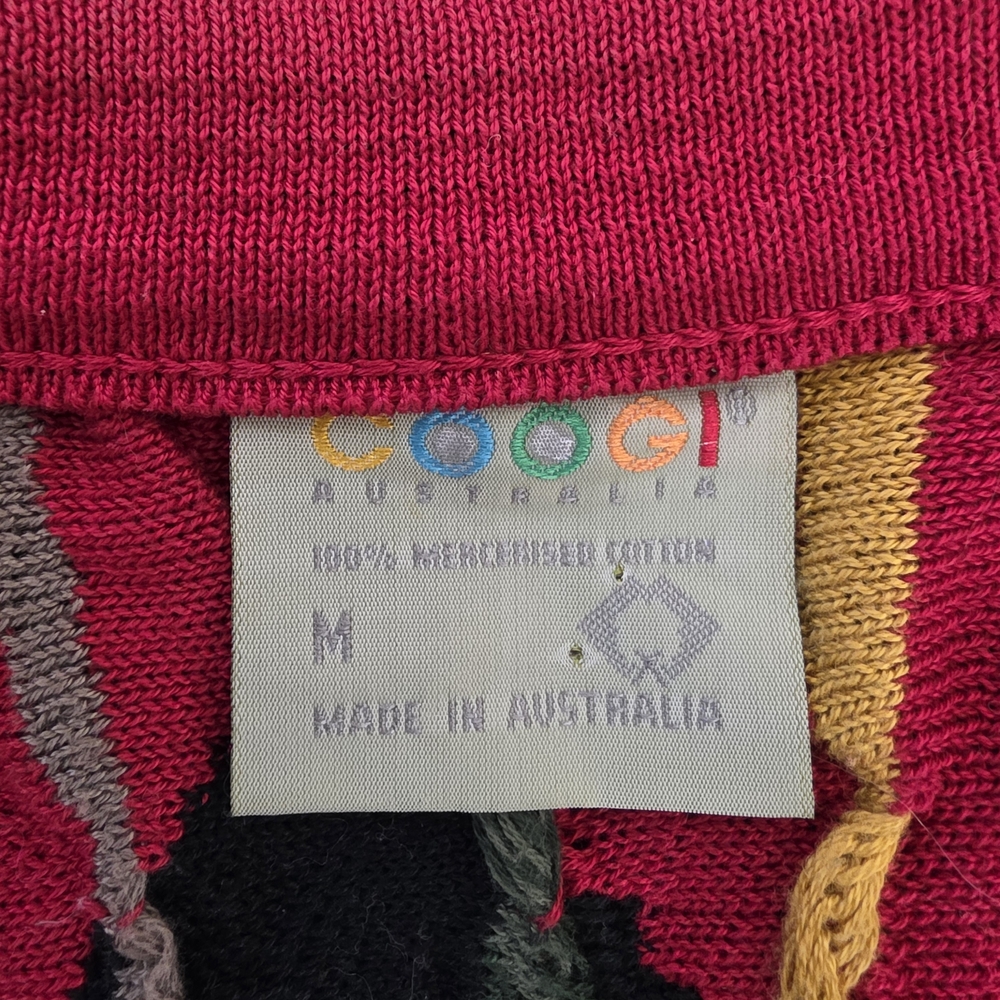 Coogi Sweater Vintage 3D Knit Cardigan Colorful Cosby 90s Australia Size Medium - Picture 3 of 12